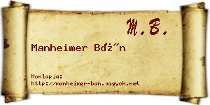 Manheimer Bán névjegykártya